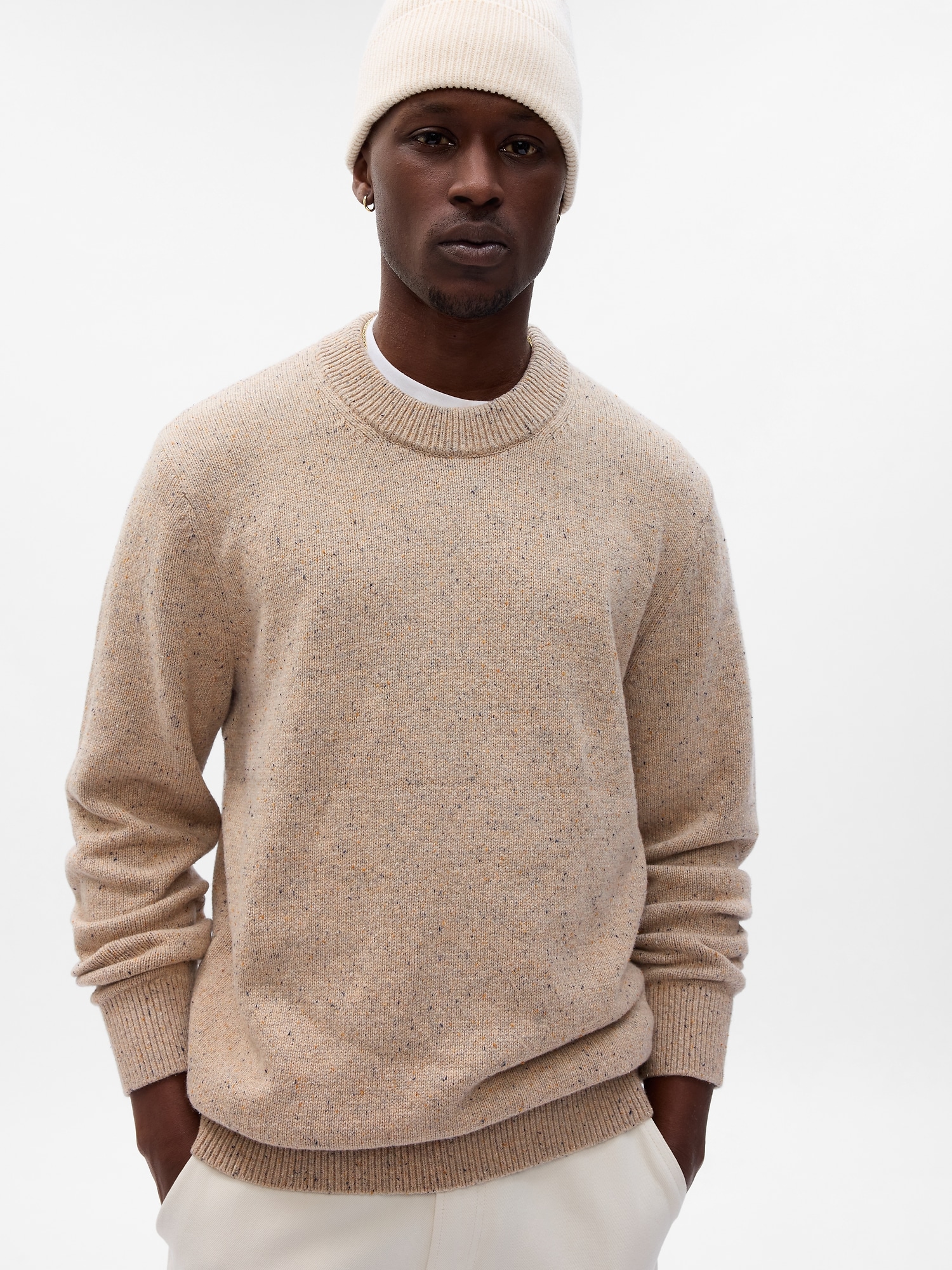 Gap Textured Crewneck Sweater In Ivory Frost | ModeSens