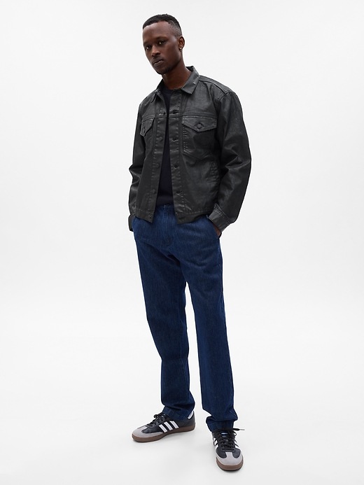 Black coated denim jacket clearance