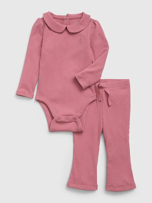1 of 8 showing, with the color rosetta pink of product Baby First Favorites Rib Outfit Set