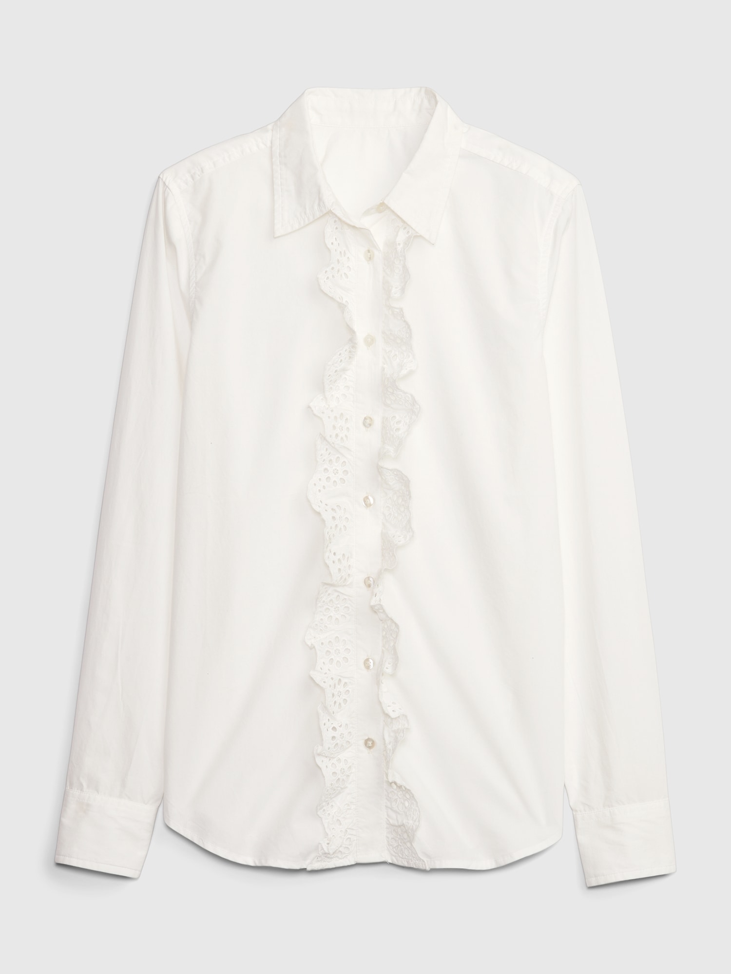 Eyelet Ruffle Perfect Shirt | Gap