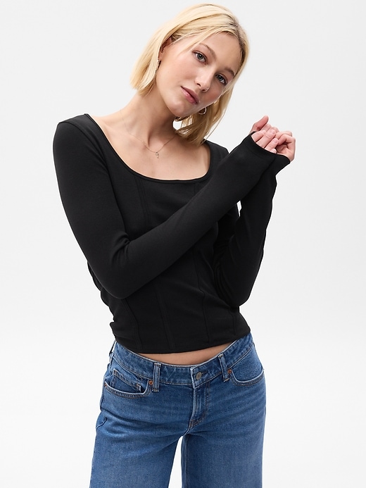 1 of 8 showing, with the color black of product Modern Corset Top