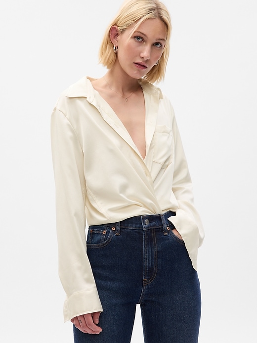 1 of 8 showing, with the color stone beige of product Satin Shirt