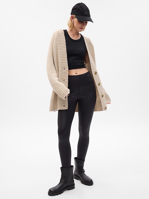 1 of 8 showing, with the color pale taupe beige of product Blanket Boyfriend Cardigan