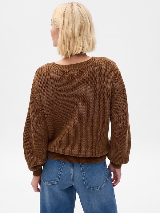 2 of 8 showing, with the color cocoa powder brown of product Shaker-Stitch Crewneck Sweater