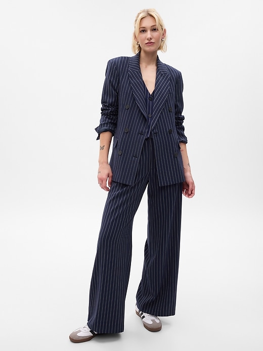 1 of 8 showing, with the color navy blue pinstripe of product Double-Breasted Blazer