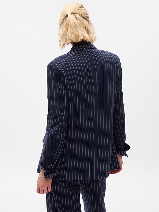 2 of 8 showing, with the color navy blue pinstripe of product Double-Breasted Blazer