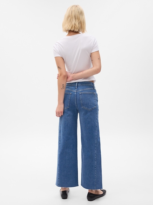 2 of 8 showing, with the color medium indigo of product High Rise Stride Wide-Leg Ankle Jeans