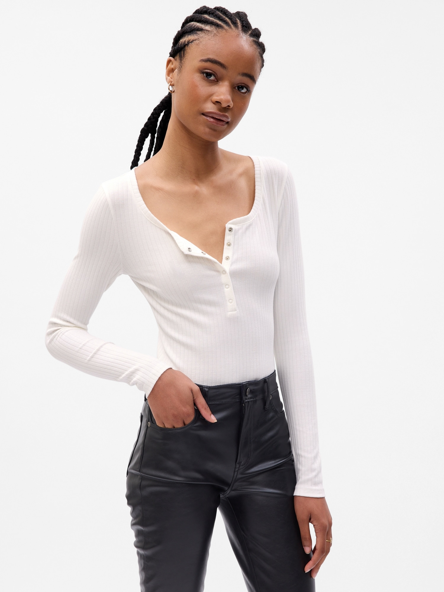 Gap Modern Rib Henley Bodysuit