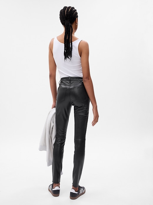 Image number 2 showing, Mid Rise Vegan Leather True Skinny Pants
