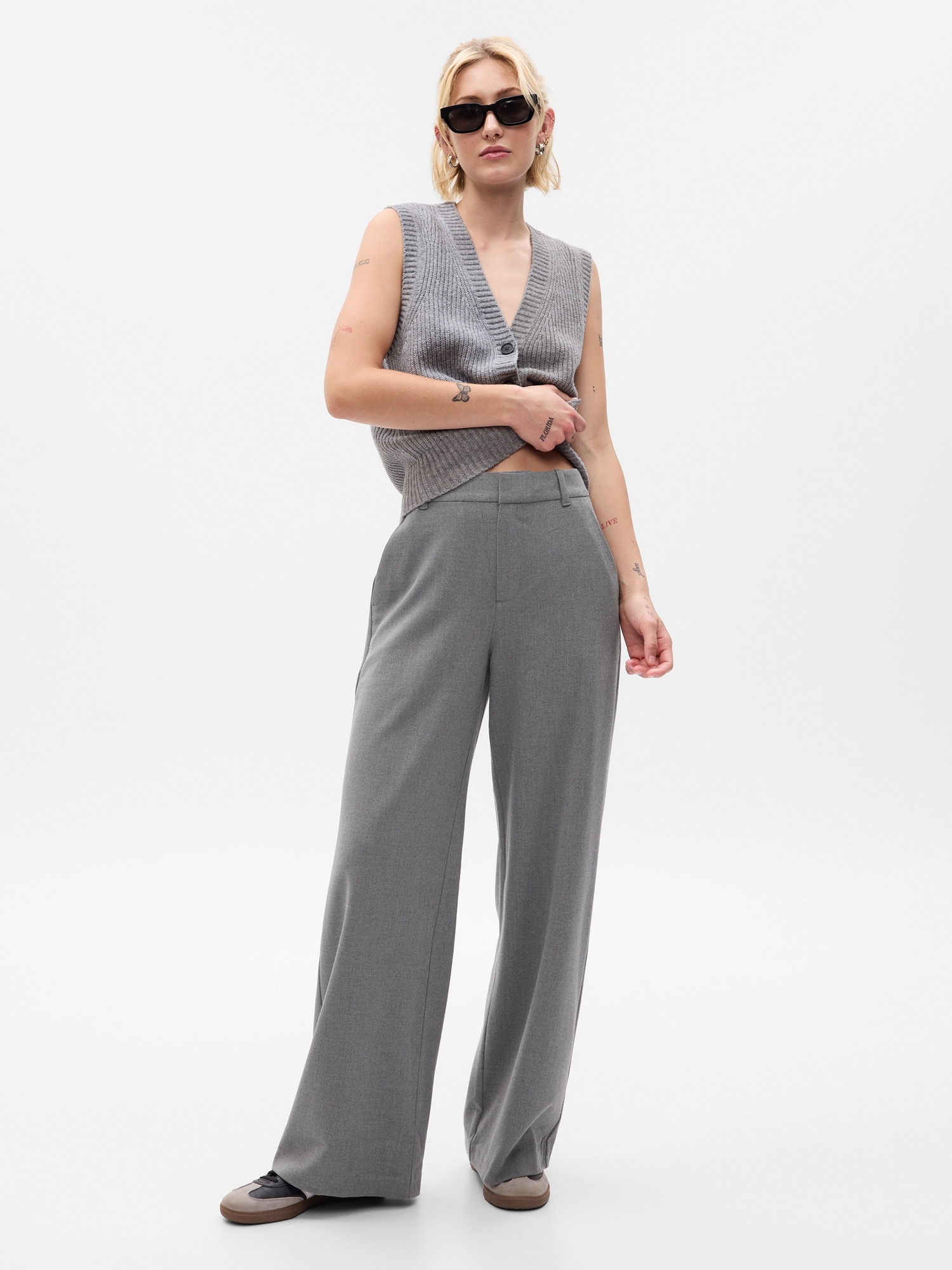 High Rise Wide-Leg Trousers | Gap