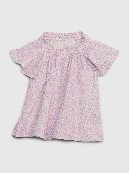 1 of 8 showing, with the color purple floral of product Toddler Floral Flutter Sleeve Top