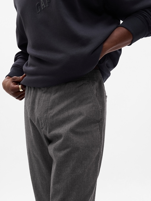 2 of 8 showing, with the color heather grey of product E-Waist Modern Khakis in Straight Fit with GapFlex
