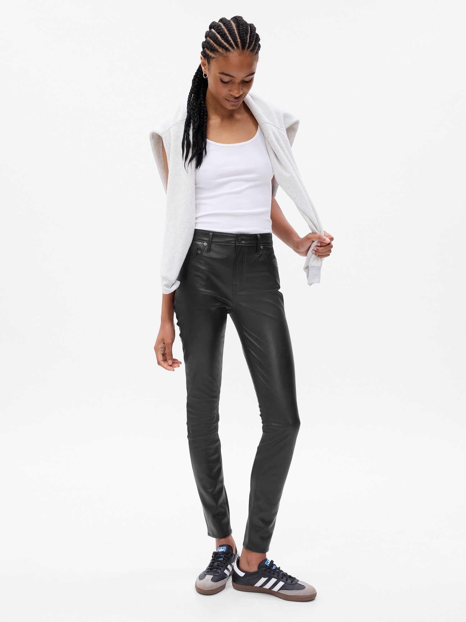 Faux patent-leather skinny pants