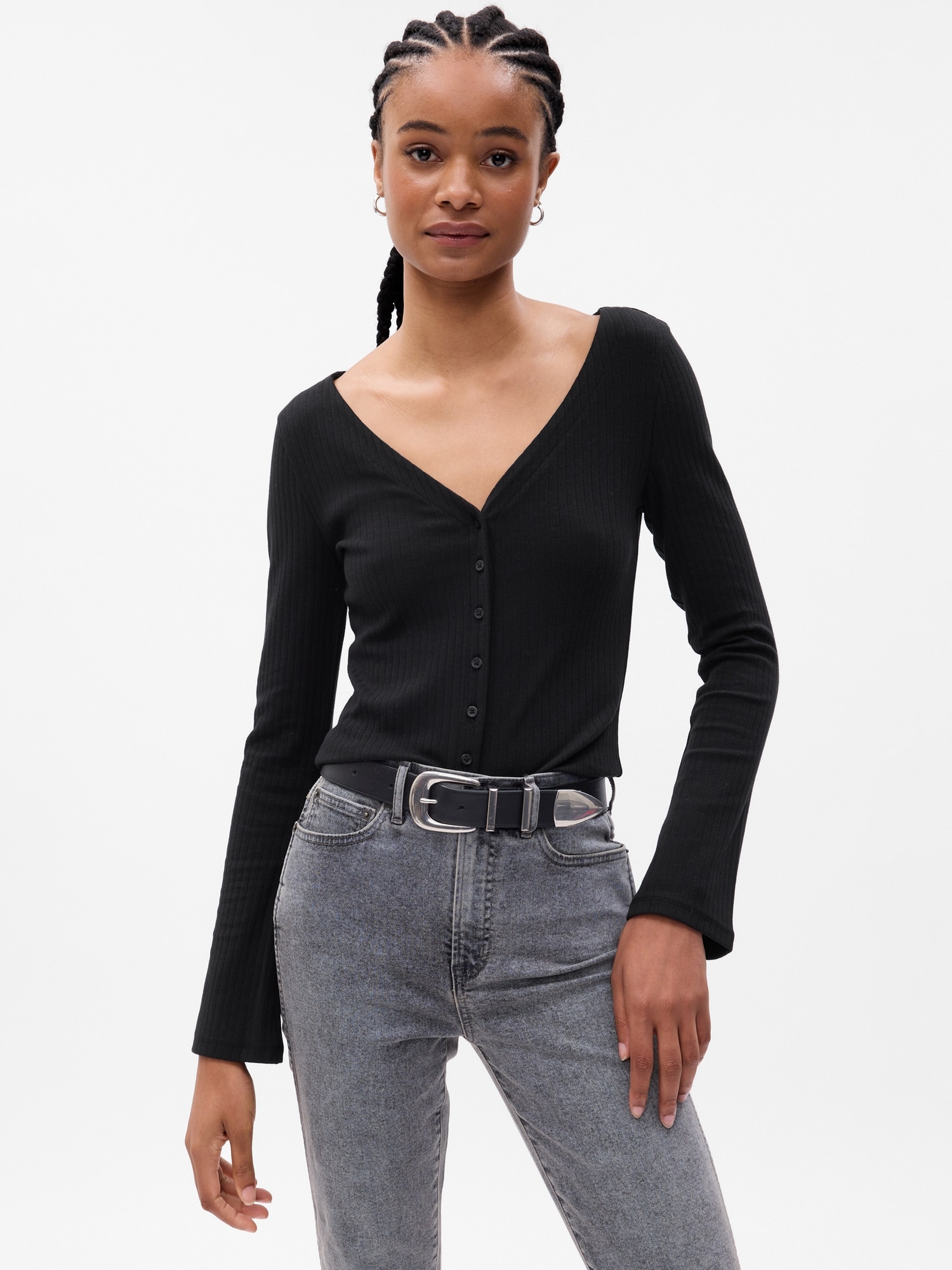 Gap Modern Rib Cardigan In Black ModeSens