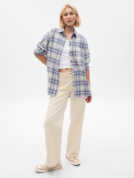 1 of 8 showing, with the color shadow blue & grey plaid of product Flannel Big Shirt
