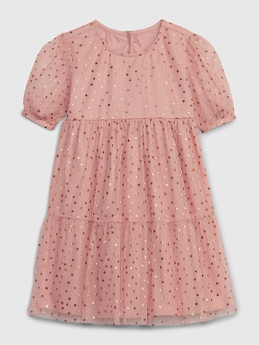 View large product image 1 of 3. Toddler Metallic Star Tulle Tiered Dress