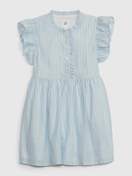 Image number 1 showing, Toddler Metallic Stripe Ruffle Dress