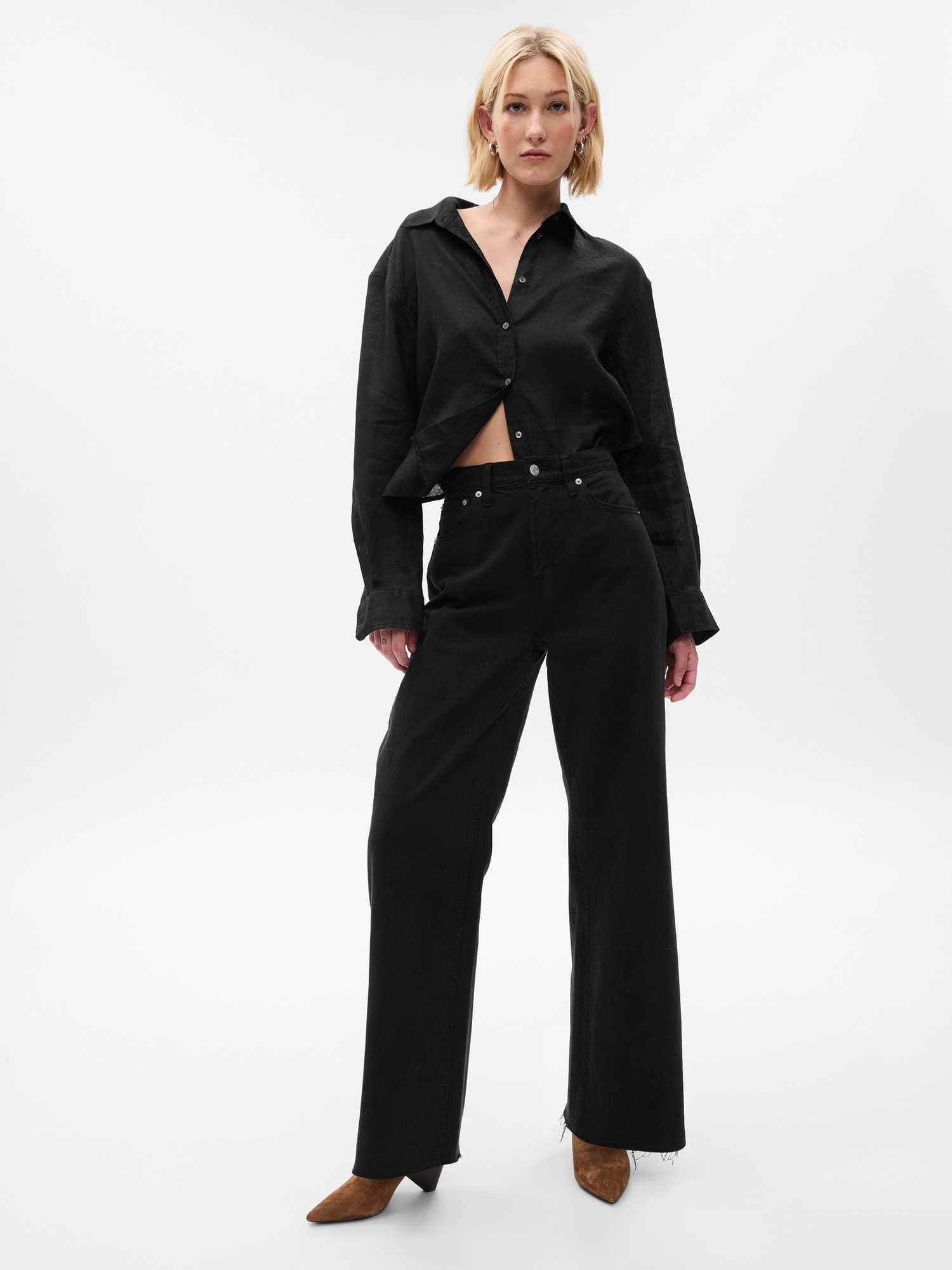 Linen Cropped Shirt Gap