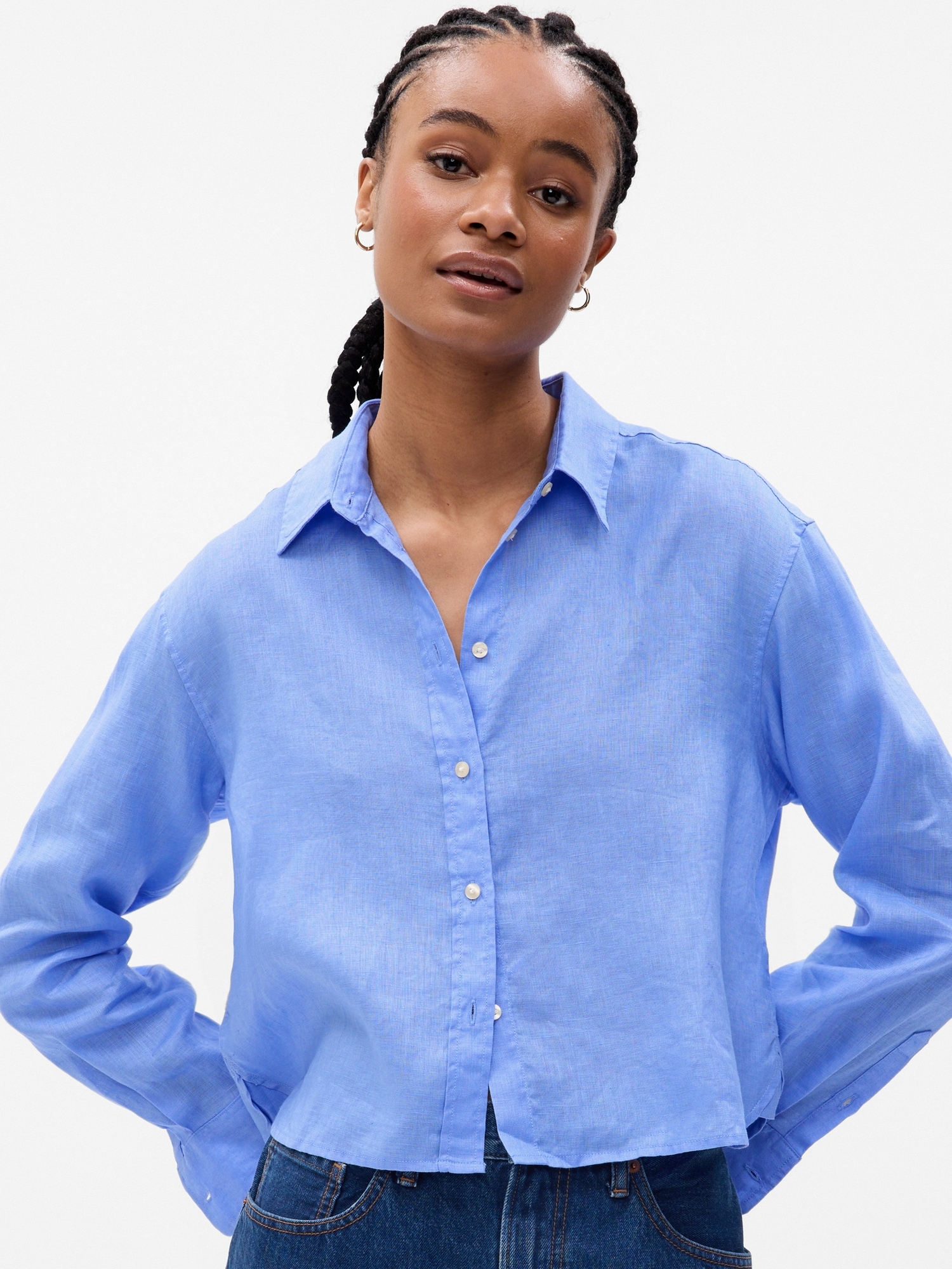 Linen Cropped Shirt Gap