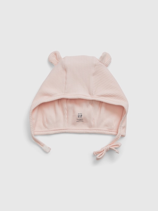 1 of 8 showing, with the color barely pink of product Baby First Favorites TinyRib Bear Hat
