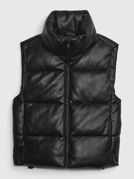 Vegan Leather Cropped Puffer Vest | Gap