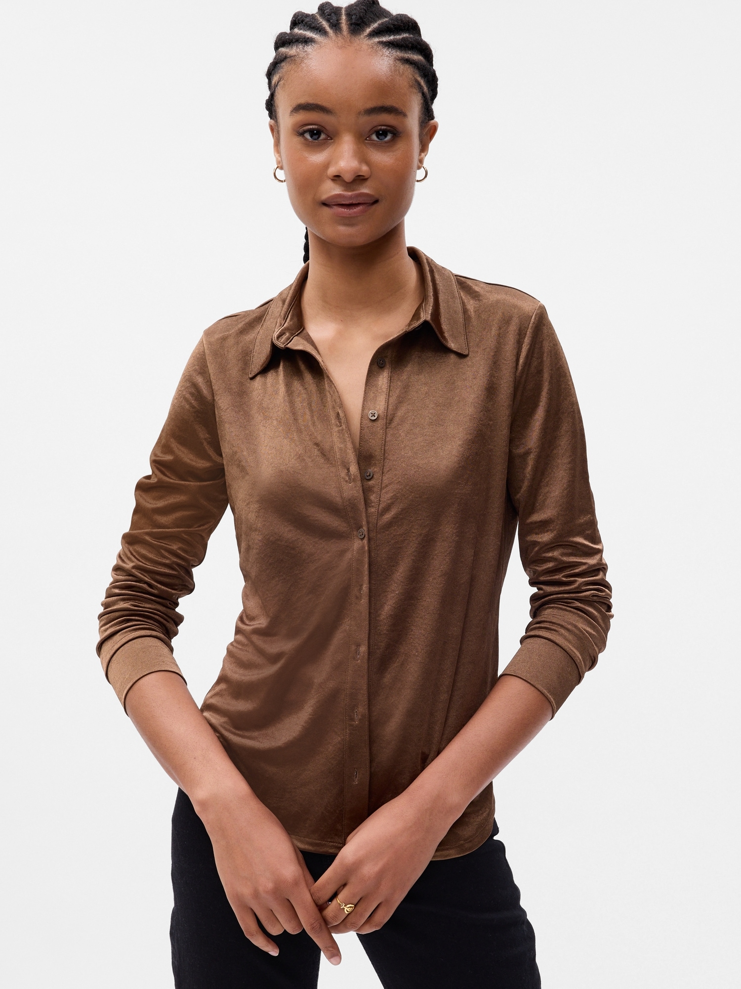 Gap Satin Button-Front Shirt