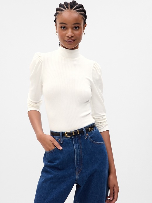 Image number 1 showing, Modern Puff Sleeve Rib T-Shirt