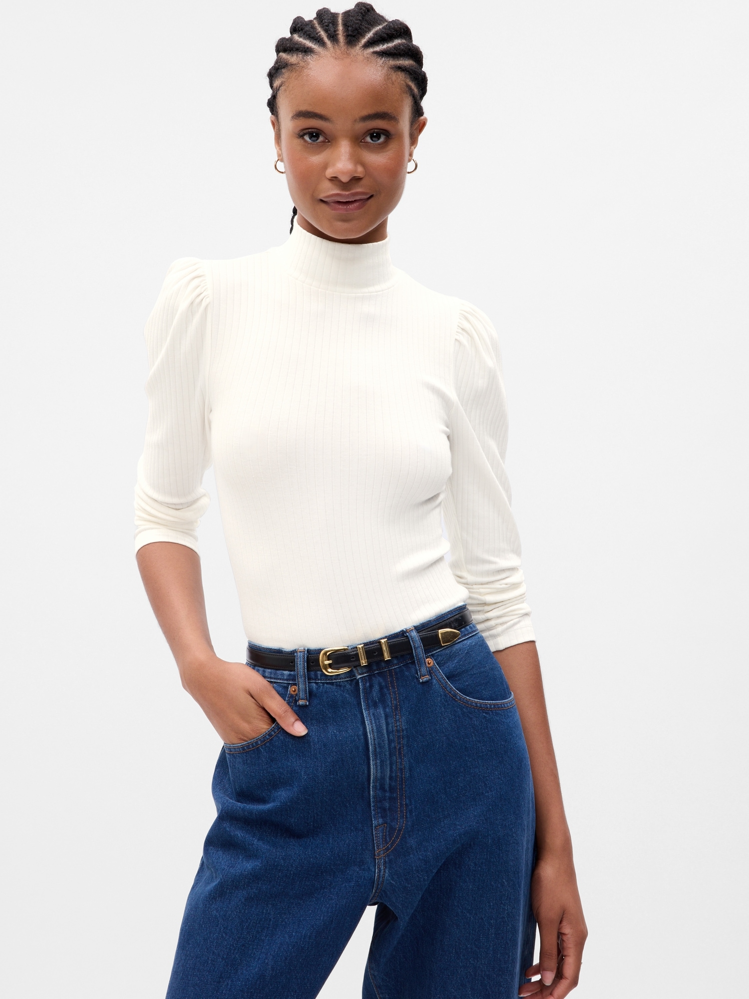 Gap Modern Puff Sleeve Rib T-Shirt