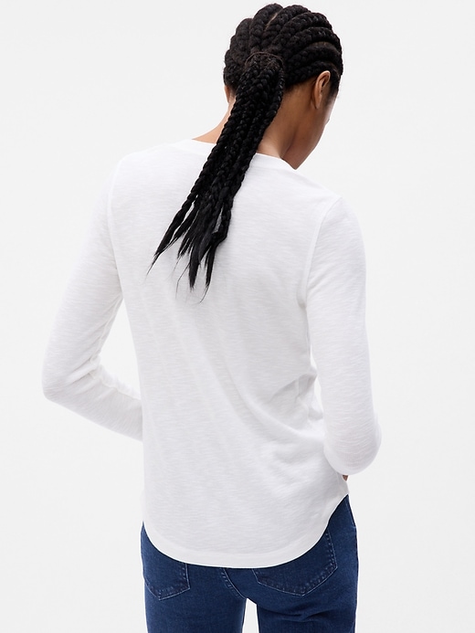 2 of 8 showing, with the color new off white of product Essential Rib Henley T-Shirt
