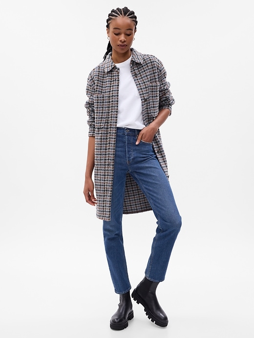 Image number 1 showing, Long Wool Shirt Jacket