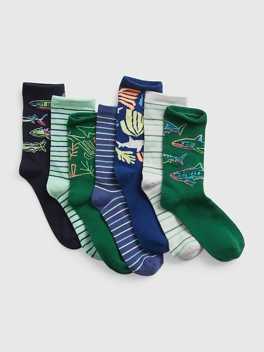 1 of 8 showing, with the color multi of product Kids Shark Crew Socks (7-Pack)