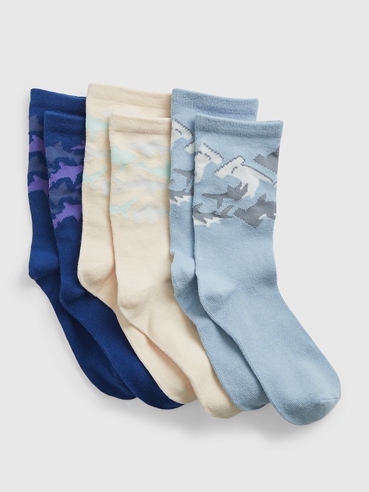 1 of 8 showing, with the color multi of product Kids Shark Crew Socks (3-Pack)