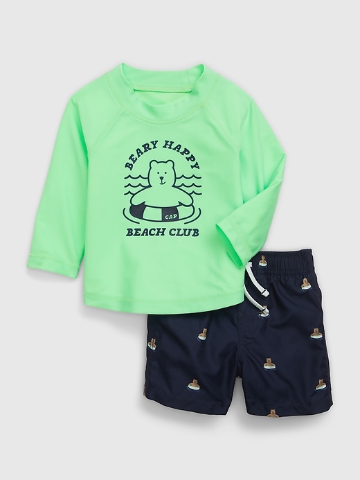 View large product image 1 of 3. Baby Recycled Rash Guard Swim Two-Piece