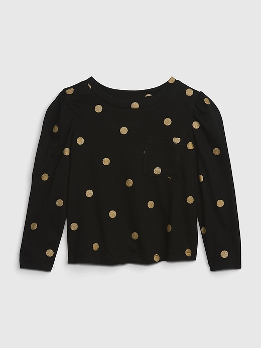 1 of 8 showing, with the color GLITTER DOT PRINT of product Baby & Toddler Organic Cotton Mix & Match Pocket T-Shirt