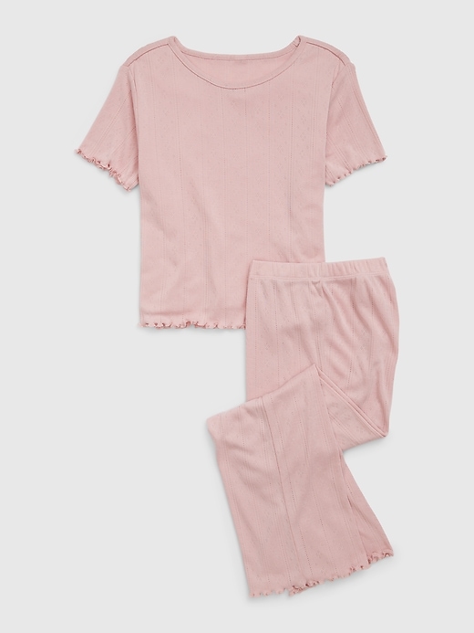 1 of 8 showing, with the color pink standard of product Kids Recycled Pointelle PJ Set