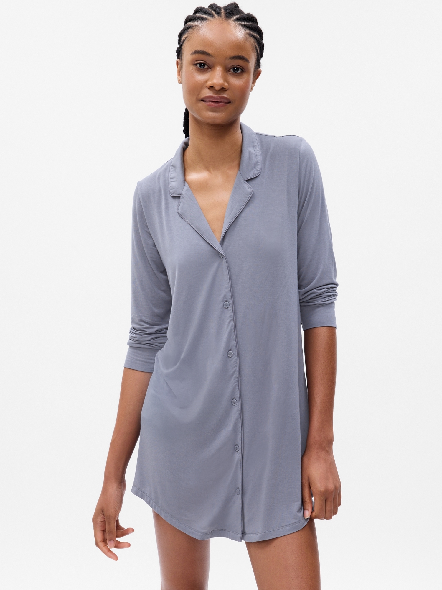 Gap Modal Pj Shirtdress In Mercury Grey