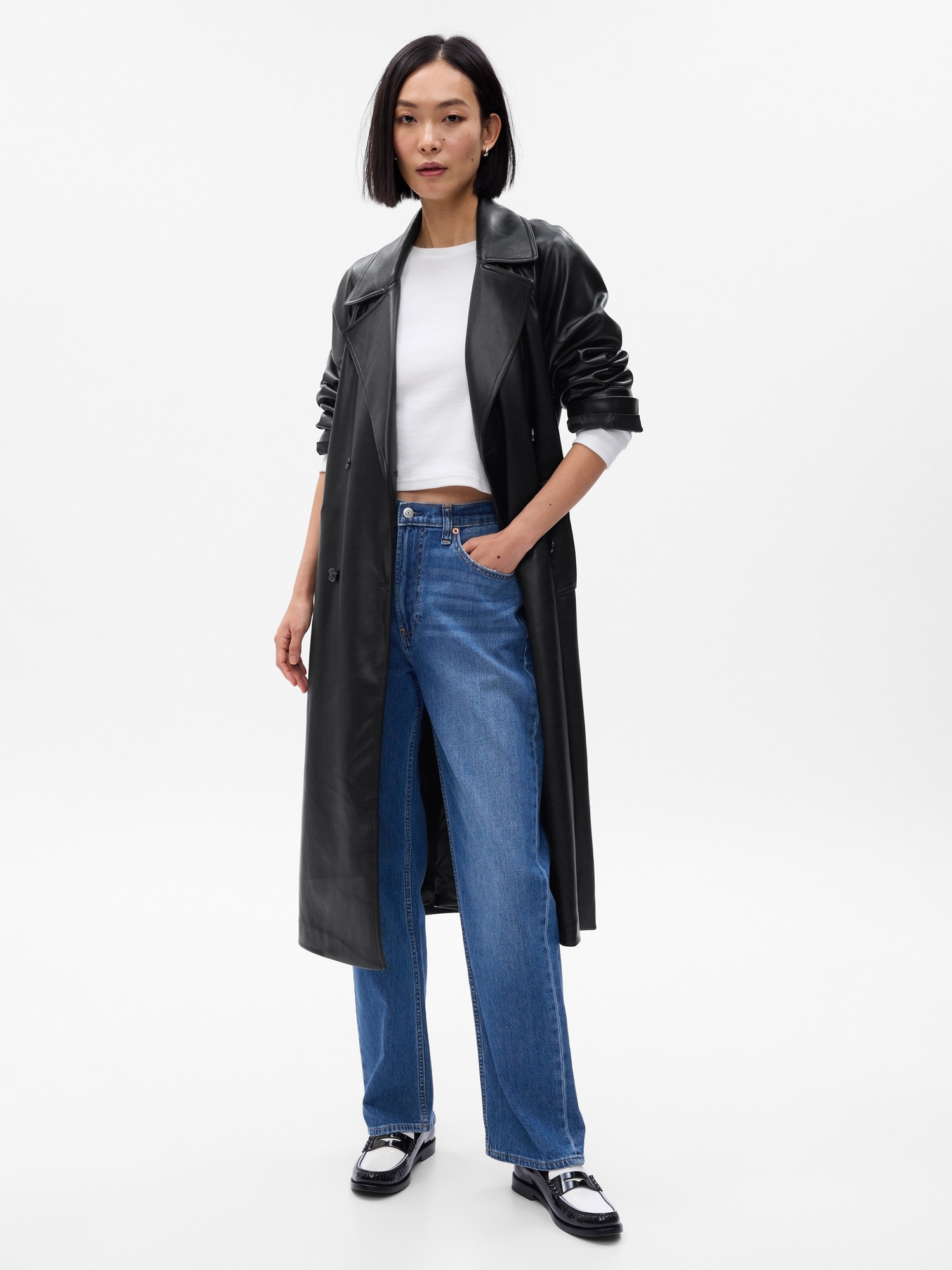 Vegan Leather Trench Coat