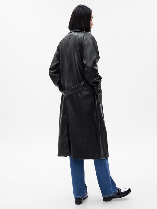 Image number 2 showing, Vegan Leather Trench Coat