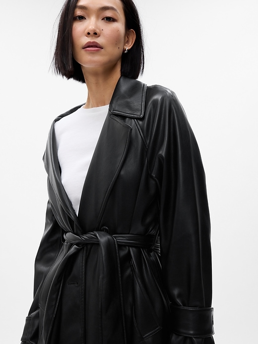 Image number 3 showing, Vegan Leather Trench Coat