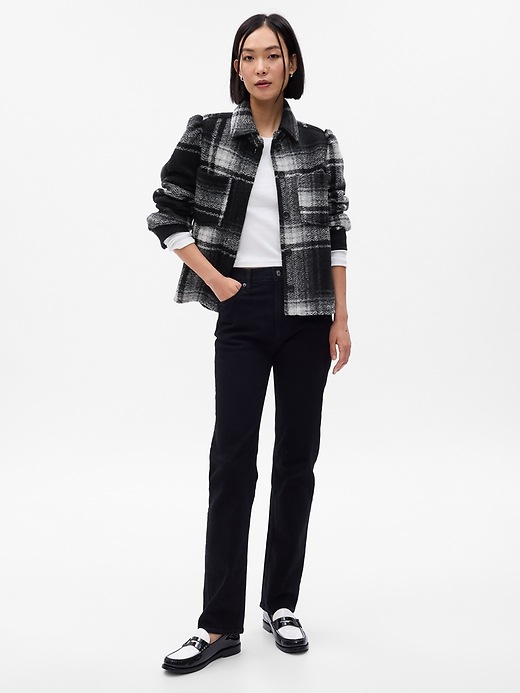 Image number 3 showing, Puff Sleeve Cropped Wool Shirt Jacket