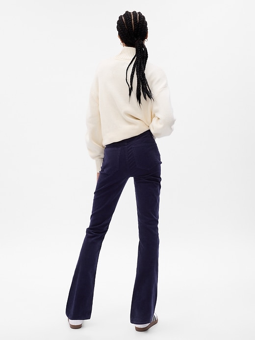 2 of 8 showing, with the color navy blue of product Mid Rise Corduroy Baby Boot Pants