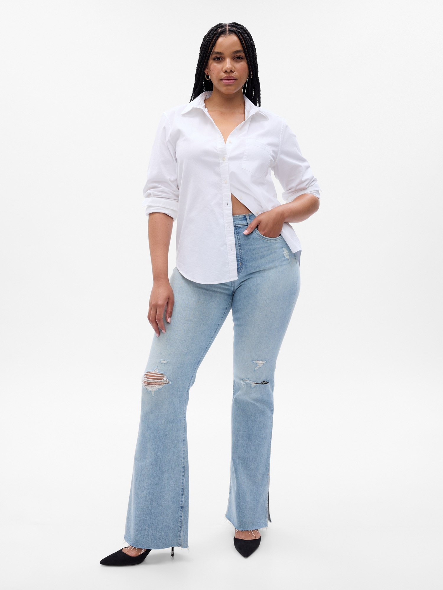 Gap High Rise Split-Hem '70s Flare Jeans