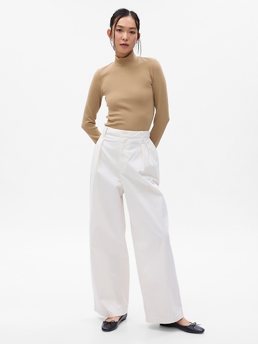 1 of 8 showing, with the color camel hair tan of product Modern Mockneck Cropped T-Shirt