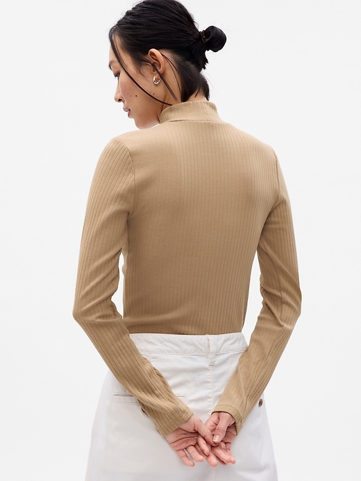 2 of 8 showing, with the color camel hair tan of product Modern Mockneck Cropped T-Shirt