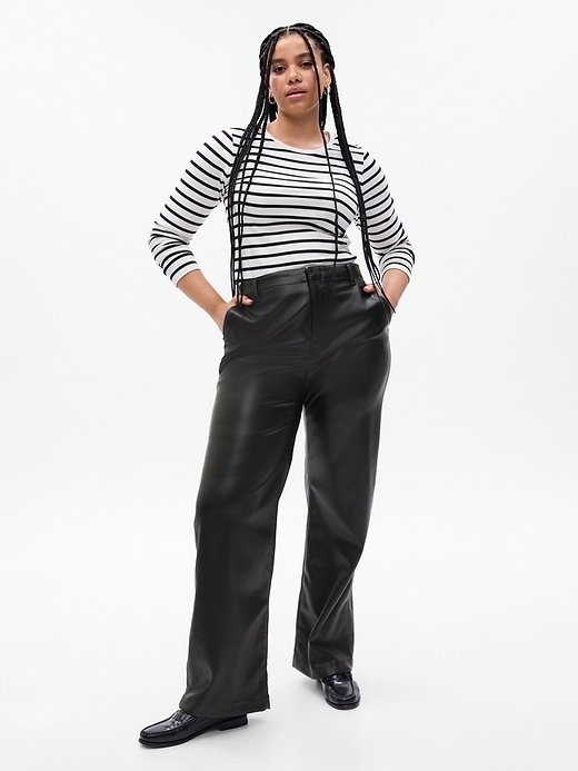 Image number 4 showing, Mid Rise Vegan Leather Loose Pants