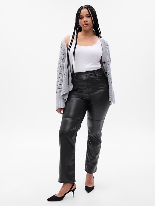 Image number 4 showing, High Rise Vegan Leather Cheeky Straight Pants