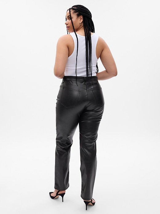 Image number 5 showing, High Rise Vegan Leather Cheeky Straight Pants