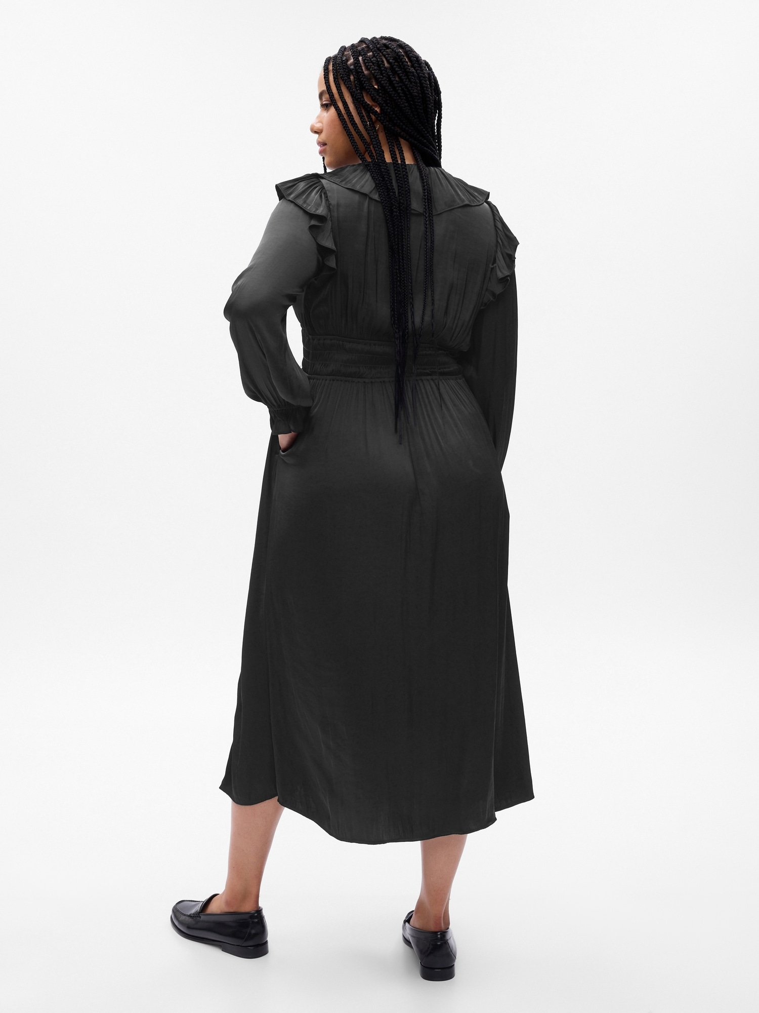 Satin Ruffle Midi Dress Gap satin-ruffle-midi-dress-gap