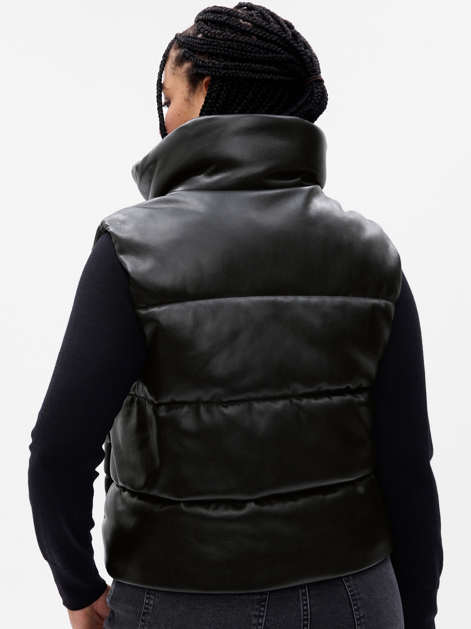 puffer leather gilet