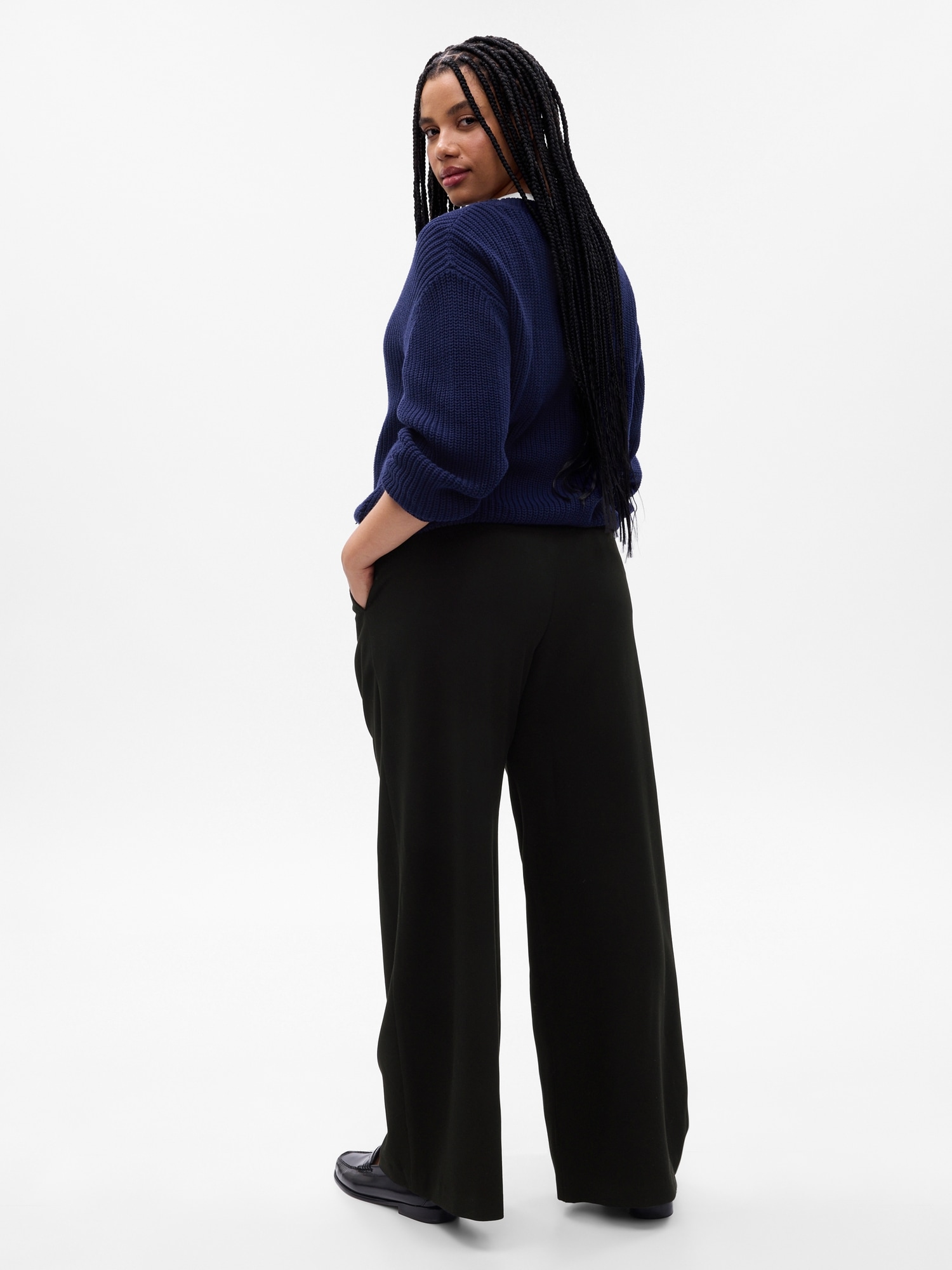 High Rise Pleated Wide-Leg Trousers | Gap